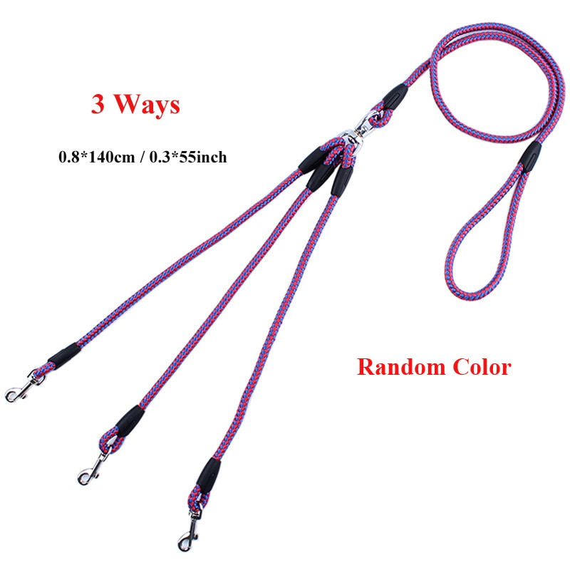 2/3dogs Pet Dog Leash 55 Inch Long Braided Nylon For Double Dog Leash