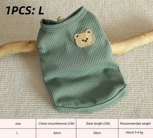 1 PCS Green Bear Vest Pet Dog Clothes Cat Solid T shirt Clothing Dogs