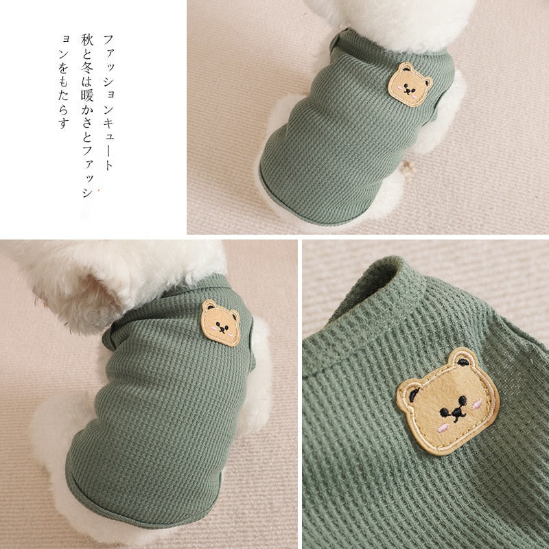 1 PCS Green Bear Vest Pet Dog Clothes Cat Solid T shirt Clothing Dogs