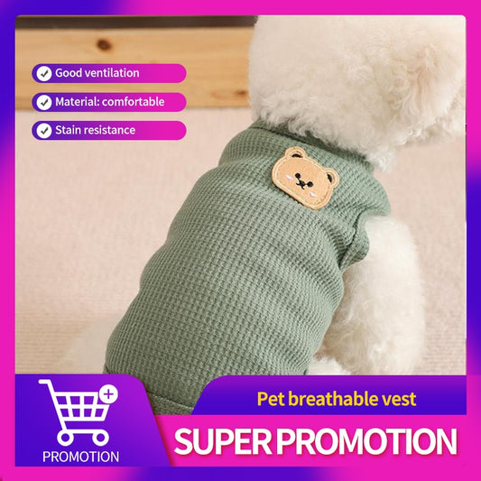 1 PCS Green Bear Vest Pet Dog Clothes Cat Solid T shirt Clothing Dogs