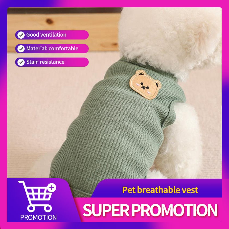 1 PCS Green Bear Vest Pet Dog Clothes Cat Solid T shirt Clothing Dogs