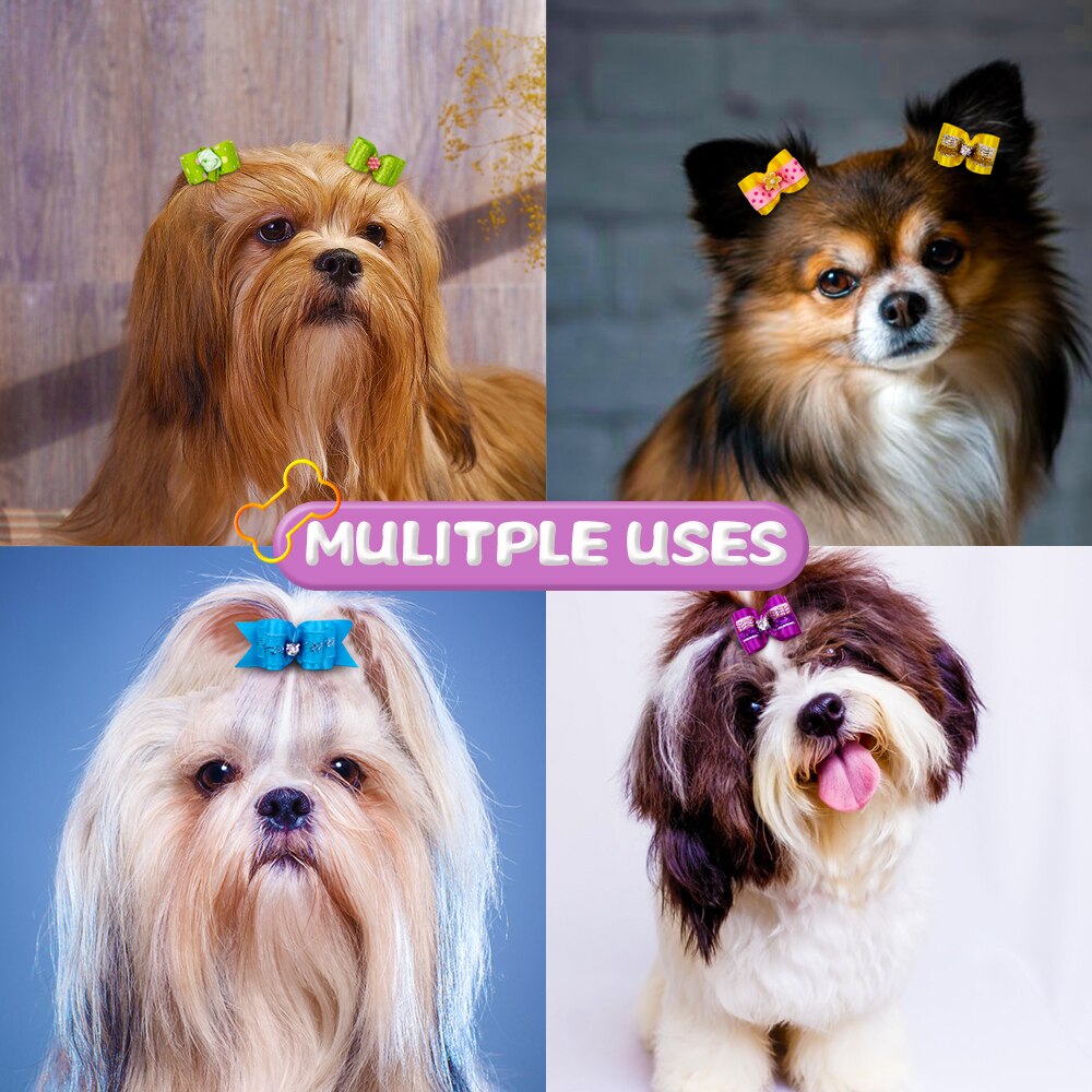 10PCS Pet Bows Diamond Small Dog Hair Bows Fashion Cute Hair