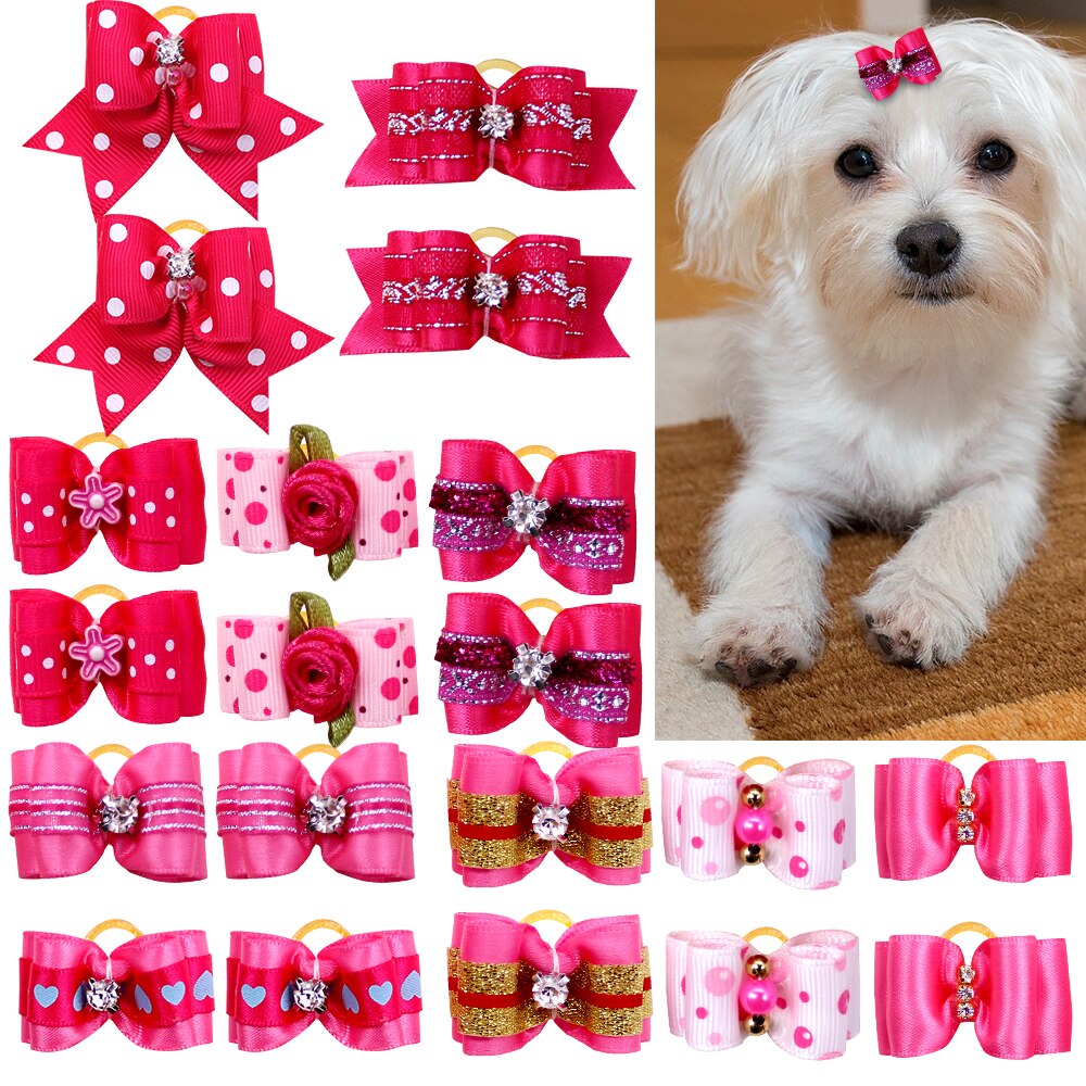 10PCS Pet Bows Diamond Small Dog Hair Bows Fashion Cute Hair