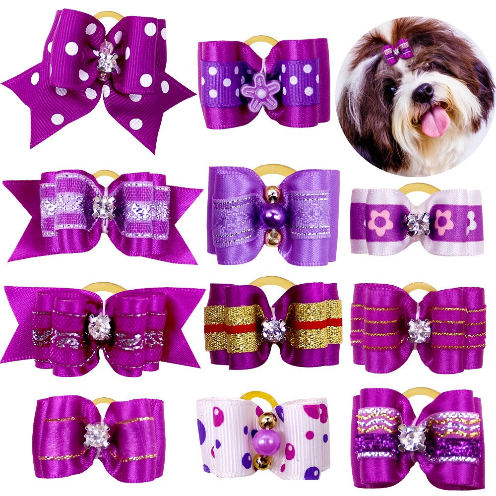 10PCS Pet Bows Diamond Small Dog Hair Bows Fashion Cute Hair