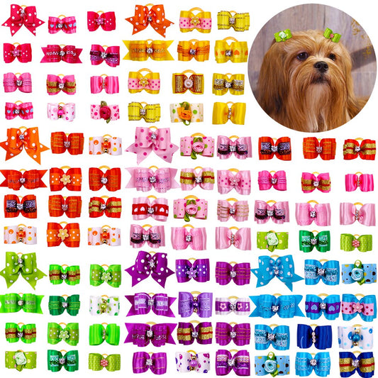 10PCS Pet Bows Diamond Small Dog Hair Bows Fashion Cute Hair