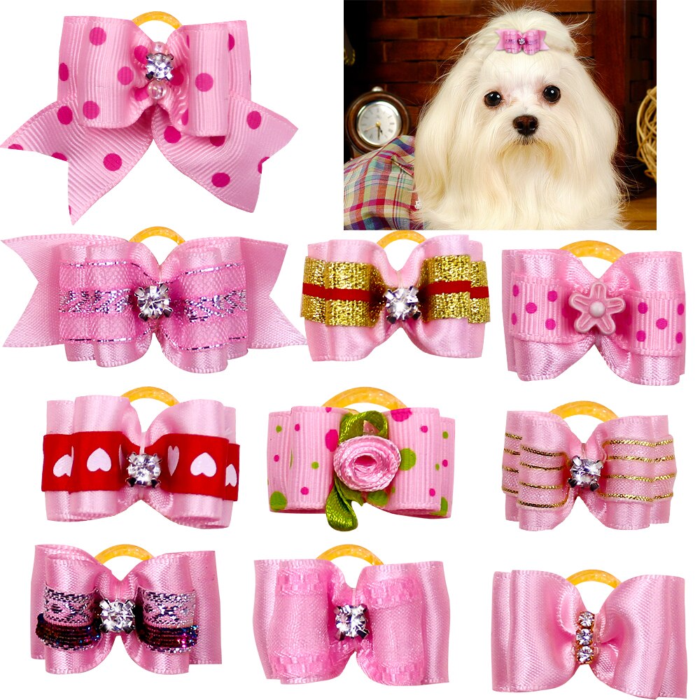 10PCS Pet Bows Diamond Small Dog Hair Bows Fashion Cute Hair