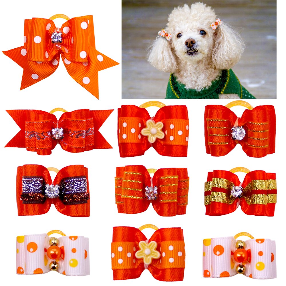 10PCS Pet Bows Diamond Small Dog Hair Bows Fashion Cute Hair