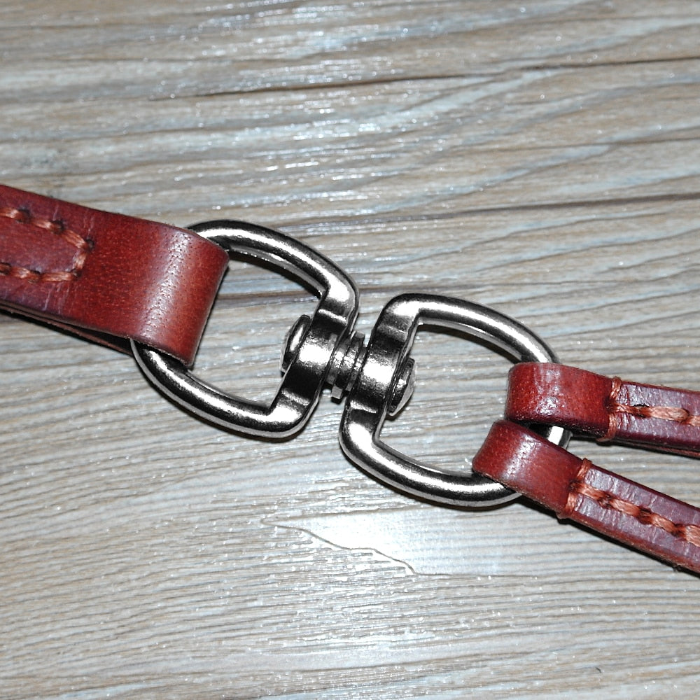 2 Way Real Leather Coupler Dog Walking Leash Dual