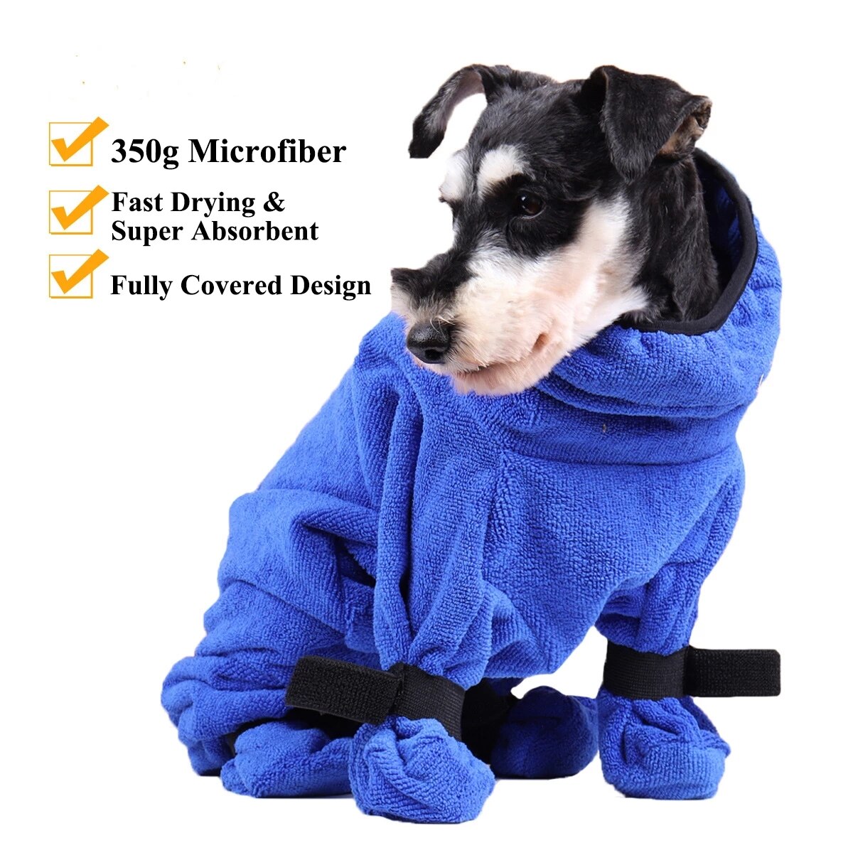 350g Microfibre Absorbent Pet All Inclusive Bathrobe  Pet Bathing Coat