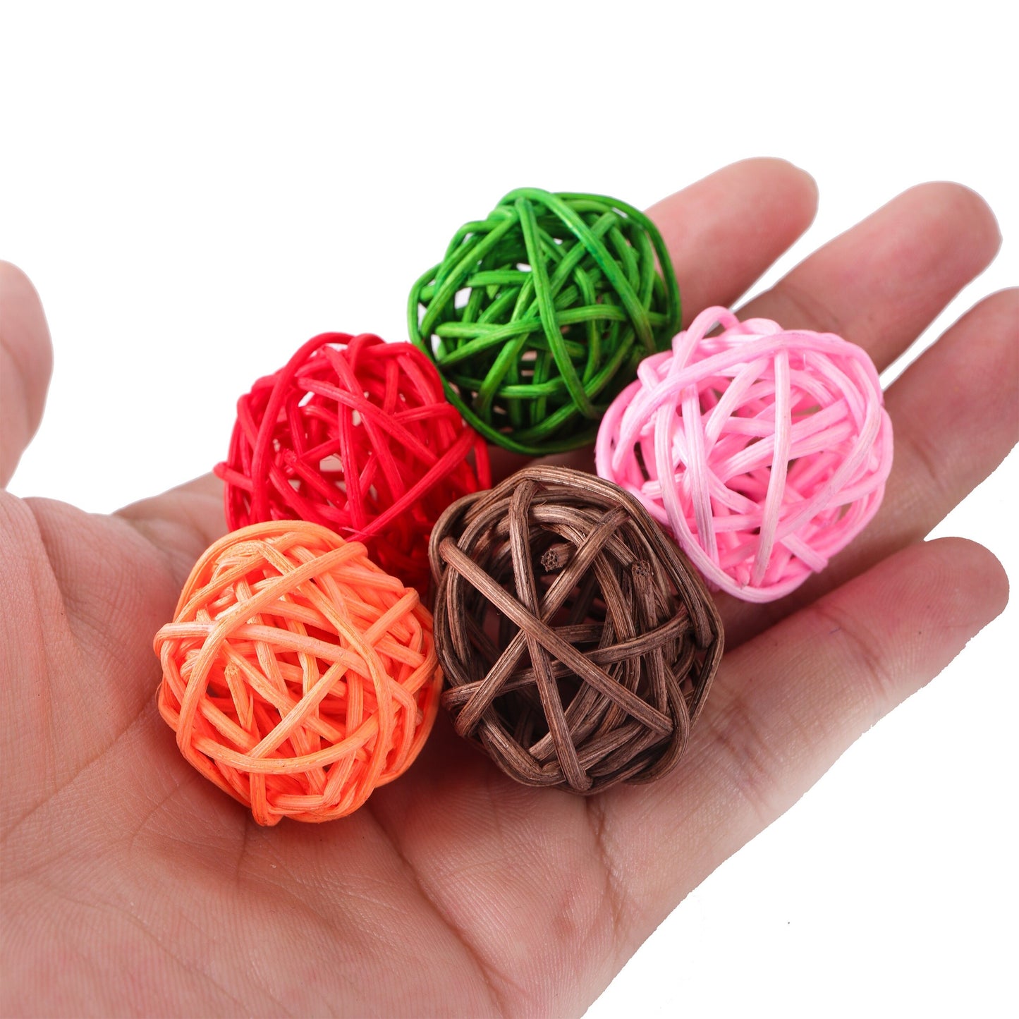 4pcs Pet Budgie Toy Ball Chewing Toys Rattan Ball Toy For Parrot