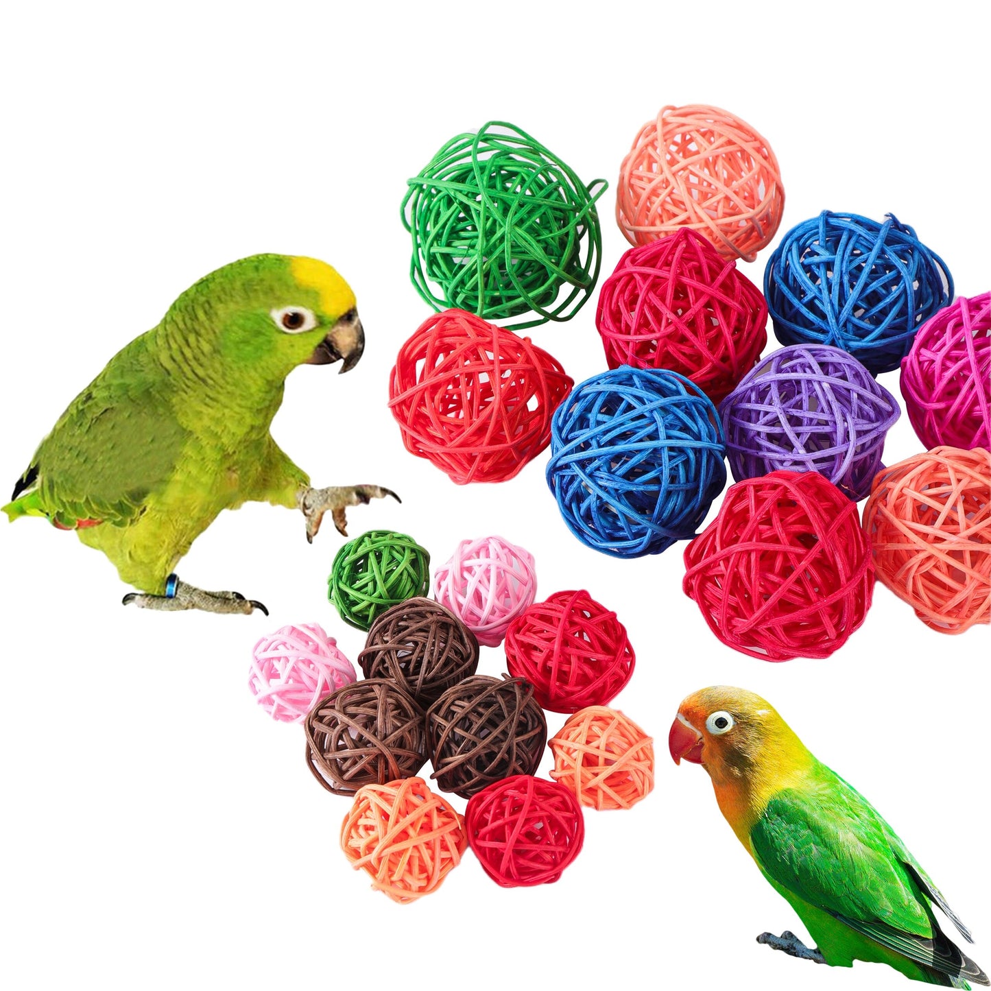 4pcs Pet Budgie Toy Ball Chewing Toys Rattan Ball Toy For Parrot