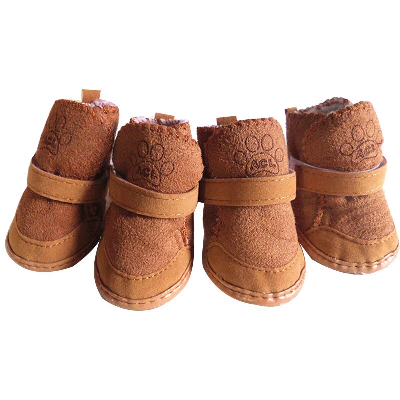 4pcs/set Winter Warm Shoes Cute Dog Boots Snow Walking Puppy Sneakers