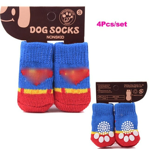 4Pcs/set Autumn Winter Pet Dog Socks Anti Slip Knitted Small Dogs