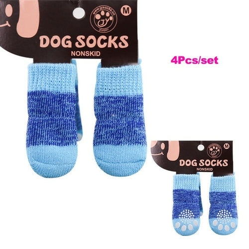 4Pcs/set Autumn Winter Pet Dog Socks Anti Slip Knitted Small Dogs