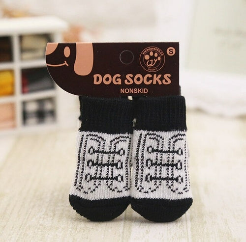 4Pcs/set Autumn Winter Pet Dog Socks Anti Slip Knitted Small Dogs