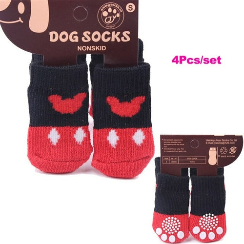 4Pcs/set Autumn Winter Pet Dog Socks Anti Slip Knitted Small Dogs