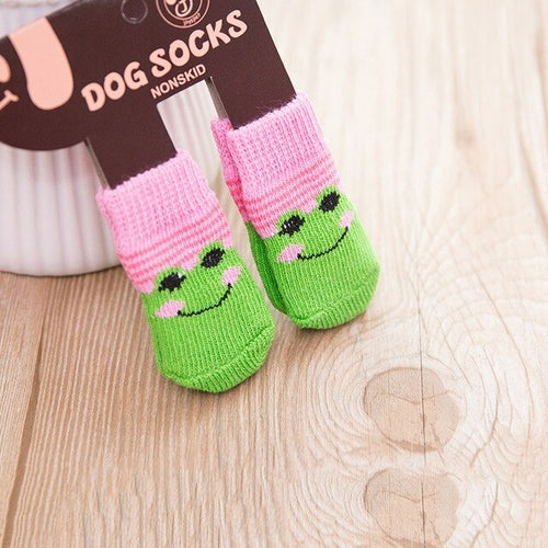 4Pcs/set Autumn Winter Pet Dog Socks Anti Slip Knitted Small Dogs