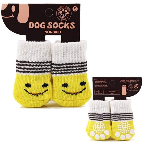 4Pcs/set Autumn Winter Pet Dog Socks Anti Slip Knitted Small Dogs