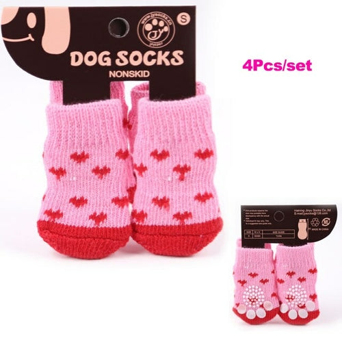 4Pcs/set Autumn Winter Pet Dog Socks Anti Slip Knitted Small Dogs