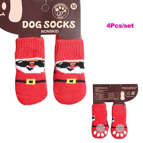 4Pcs/set Autumn Winter Pet Dog Socks Anti Slip Knitted Small Dogs