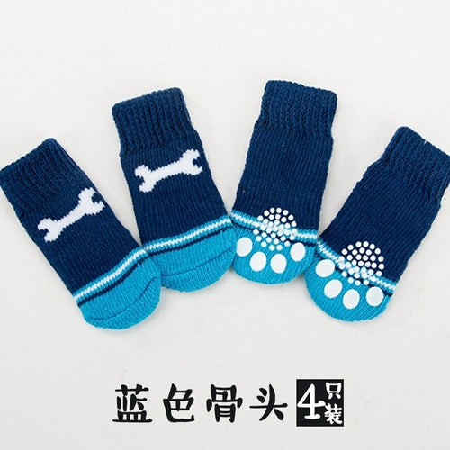 4Pcs/set Autumn Winter Pet Dog Socks Anti Slip Knitted Small Dogs