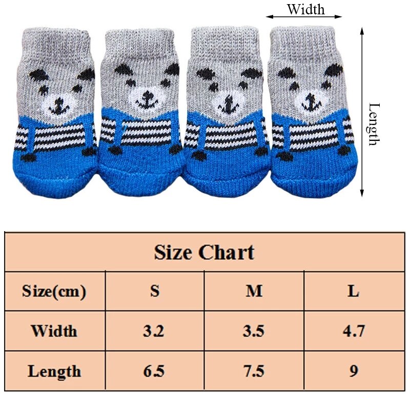 4Pcs/set Autumn Winter Pet Dog Socks Anti Slip Knitted Small Dogs