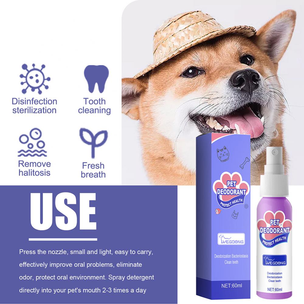 60ml Pet Oral Cleanse Spray Dogs Cats Teeth Clean Deodorant Prevent