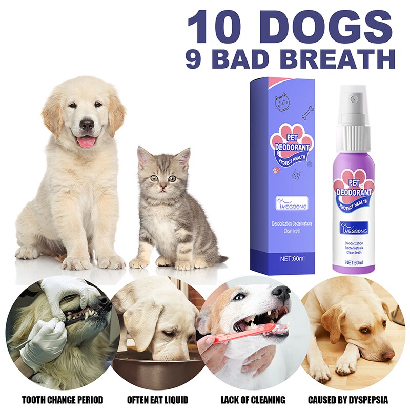 60ml Pet Oral Cleanse Spray Dogs Cats Teeth Clean Deodorant Prevent