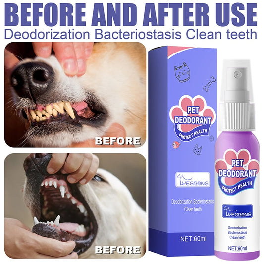 60ml Pet Oral Cleanse Spray Dogs Cats Teeth Clean Deodorant Prevent