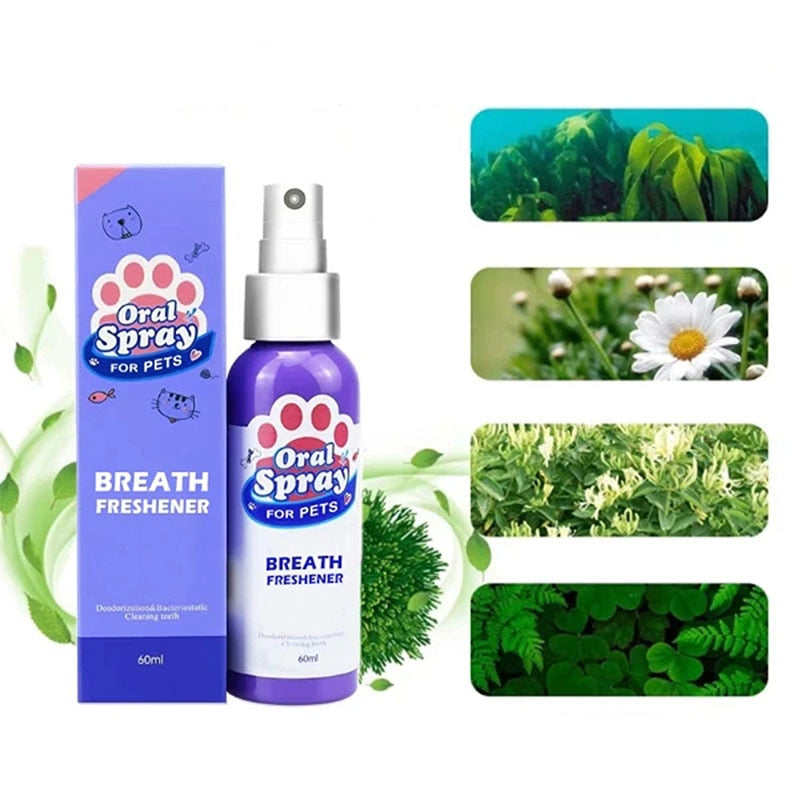 60ml Pet Spray Dog Oral Care Bad Breath Teeth Cleaning Breath