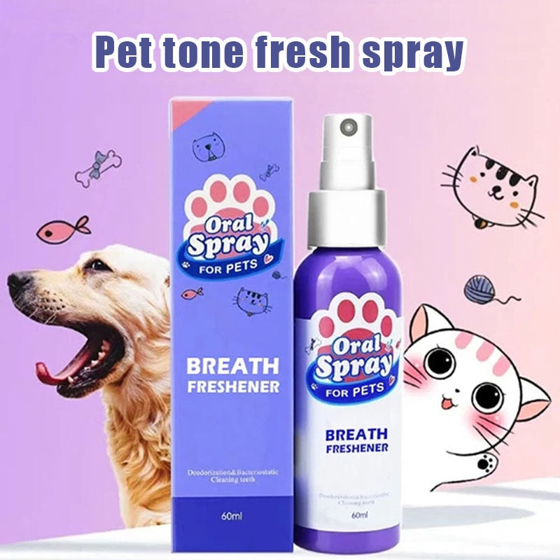 60ml Pet Spray Dog Oral Care Bad Breath Teeth Cleaning Breath