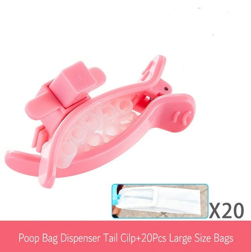 Automatic Pooper Scooper Carrier Dog Poop Bag Holder Hands Free Tail