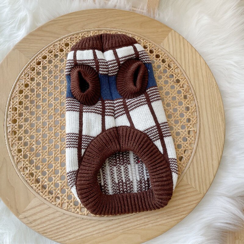 Autumn And Winter Striped Plaid Dog Sweater Pet Cat Puppy Comfortable