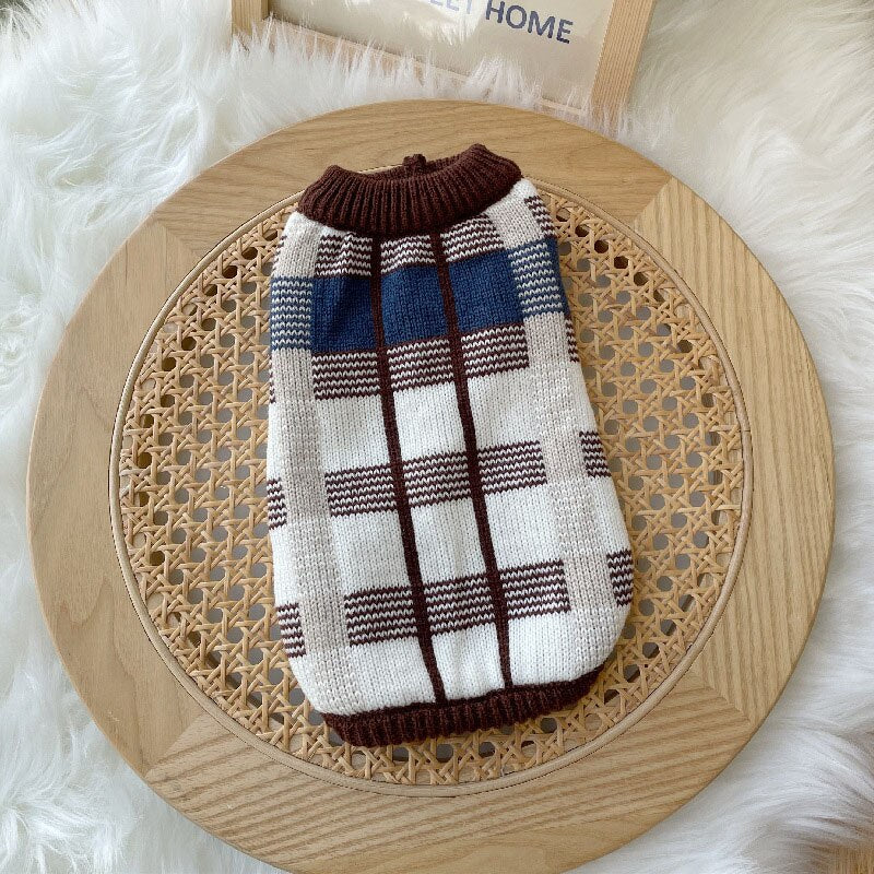 Autumn And Winter Striped Plaid Dog Sweater Pet Cat Puppy Comfortable