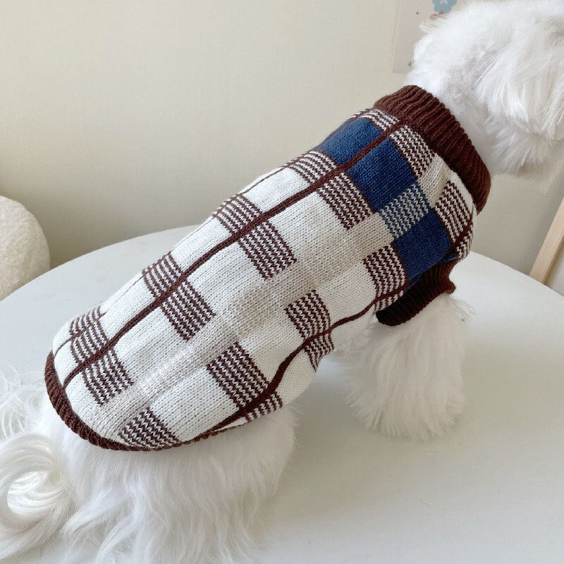 Autumn And Winter Striped Plaid Dog Sweater Pet Cat Puppy Comfortable