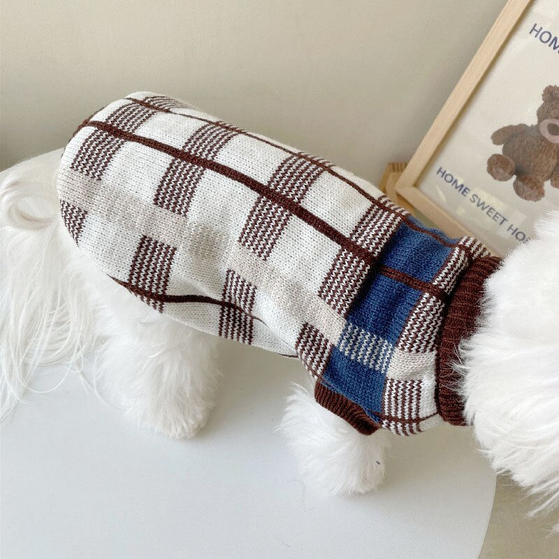 Autumn And Winter Striped Plaid Dog Sweater Pet Cat Puppy Comfortable