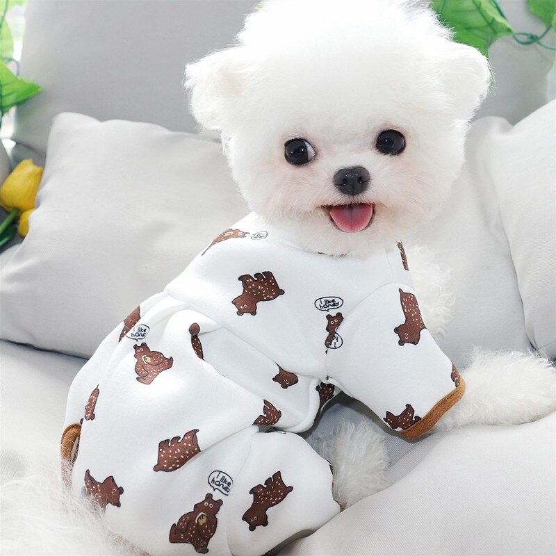 Autumn Winter Pet Dog Clothes Cotton Homewear Puppy Bear Sleepwear For