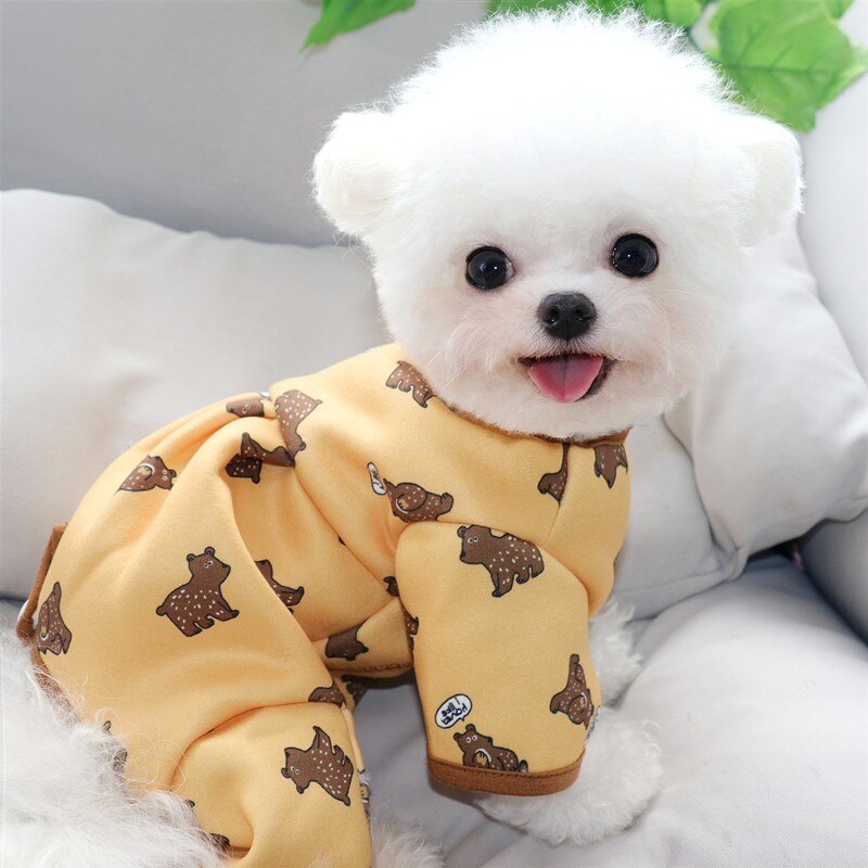 Autumn Winter Pet Dog Clothes Cotton Homewear Puppy Bear Sleepwear For