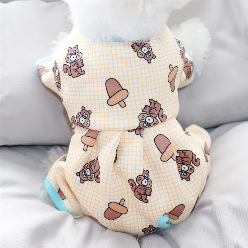 Autumn Winter Pet Dog Clothes Cotton Homewear Puppy Bear Sleepwear For