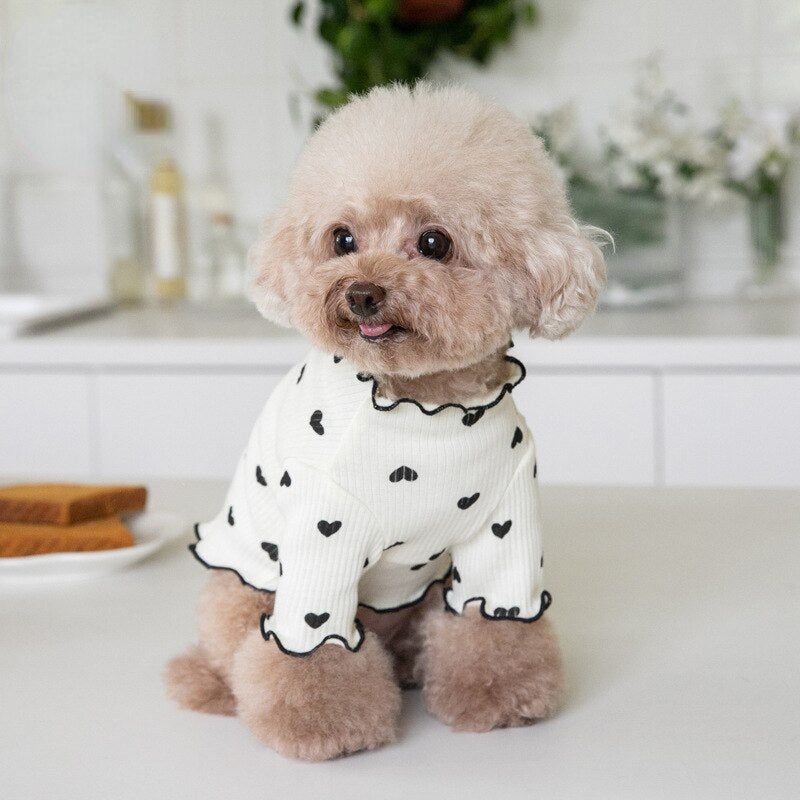 Autumn and Winter Pet Undercoat Clothes Embroidered Bear Waffle Home