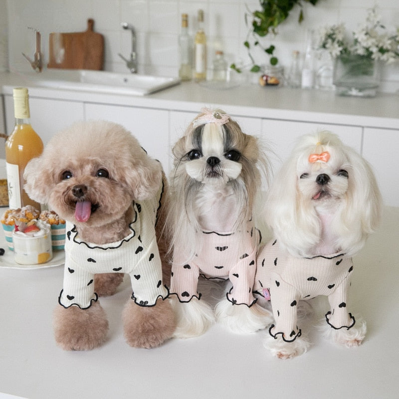 Autumn and Winter Pet Undercoat Clothes Embroidered Bear Waffle Home