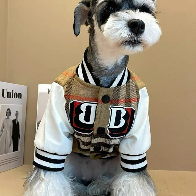 Baseball Dog Clothes Leather Biker Jacket Fashion Autumn Winter Cat