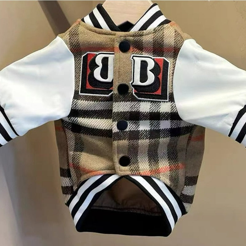 Baseball Dog Clothes Leather Biker Jacket Fashion Autumn Winter Cat