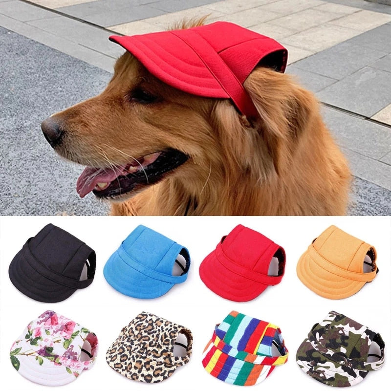 Breathable Pet Dog Cat Cap Adjustable Summer Sunhat Cloth Mesh Canvas