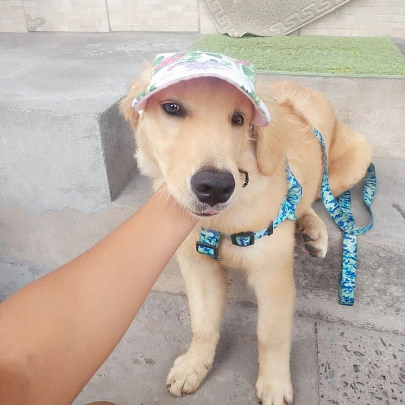 Breathable Pet Dog Cat Cap Adjustable Summer Sunhat Cloth Mesh Canvas