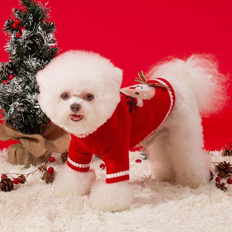 Christmas Cosplay Dog Sweater Winter Warm Pet Dog Clothes Cute Elk Dog