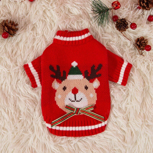 Christmas Cosplay Dog Sweater Winter Warm Pet Dog Clothes Cute Elk Dog