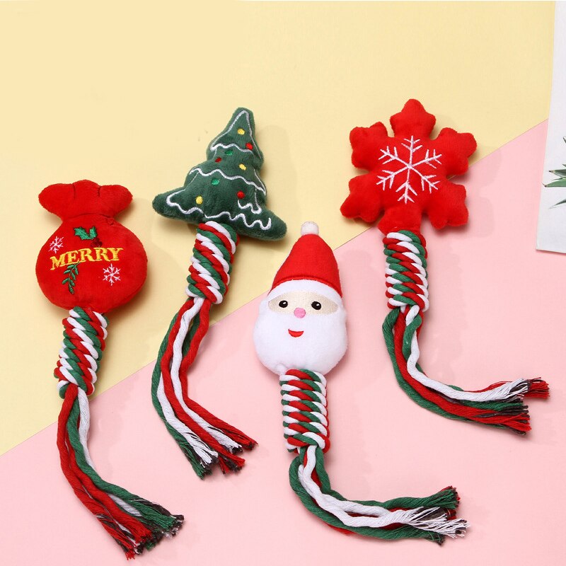 Christmas Style Dog Toys Cute Cartoon Chewy Toys 1pc Bite Cat Toys