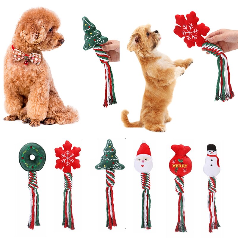 Christmas Style Dog Toys Cute Cartoon Chewy Toys 1pc Bite Cat Toys