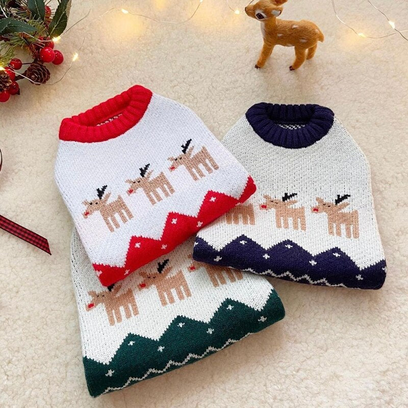 Christmas Sweater Autumn Winter Pet Dog Clothes Cute Elk Dog Hoodies